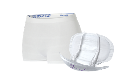 Two-Piece System  - fixation pants combined with a shaped pad. 
